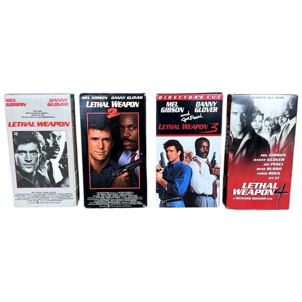 Lethal Weapon 1-4 Mel Gibson Danny Glover 4 VHS Lot of Classic Action!